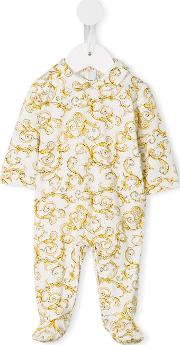 Baroque Print Pyjamas Kids Cottonspandexelastane 6 Mth, White