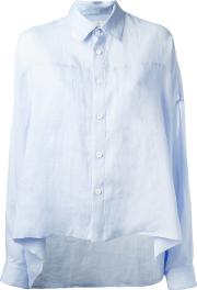Y's Cape Effect Shirt Women Linenflax 2, Women's, Blue 