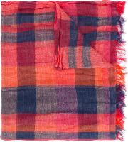 Y's Checked Scarf Women Cottonlinenflax One Size, Red 