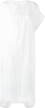 Y's Collarless Shirt Dress Women Linenflaxtencel 2, White 