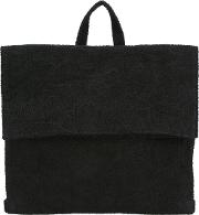 Foldover Backpack Women Cotton One Size, Black