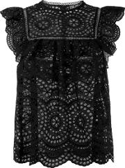 Sleeveless Lace Blouse Women Cotton 0, Black