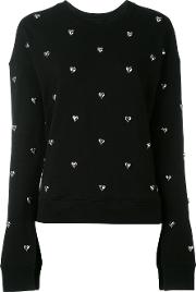 Heart Stud Sweatshirt Women Cottonzamac S, Black