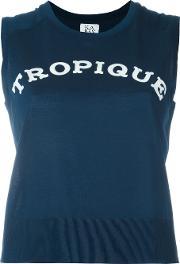 Tropique Print Tank Top Women Cotton S, Women's, Blue