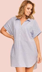 Padstow Cotton Stripe Pj Shirt Dress 