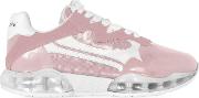 Awnyc Stadium Pink Coated Nylon And Suede Women's Sneakers