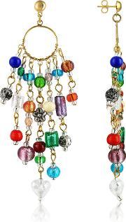 Brio Murano Glass Bead Chandelier Earrings