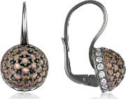 Cubic Zirconia And Sterling Silver Round Earrings 