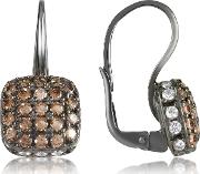 Cubic Zirconia And Sterling Silver Square Earrings 
