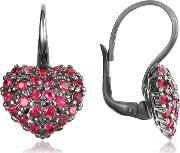 Azhar Earrings, Sterling Silver And Cubic Zirconia Heart Earrings 