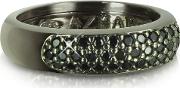 Black Cubic Zirconia & Sterling Silver Ring 