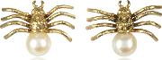 Bernard Delettrez Earrings, Bronze Spider Earrings With Pearl 