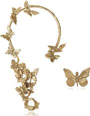 Bernard Delettrez Earrings, Butterflies Bronze Ear Cuff 
