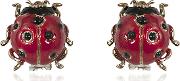 Red Ladybird Bronze Earrings