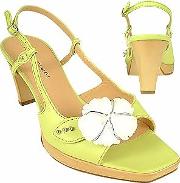 Flower Pistachio Platform Leather Sandal Shoes 