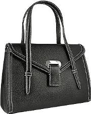  Black Embossed Leather Satchel Bag