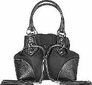  Black Nylon And Leather Mini Bucket Bag