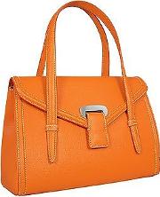  Orange Embossed Leather Satchel Bag