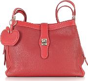  Red Embossed Leather Shoulder Bag