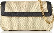  Straw And Leather Clutch Wshoulder Strap
