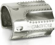 Calibro12 Bracelets, Revolver Sterling Silver Studded Cuff Bracelet Wnatural Ruby 