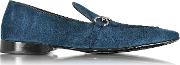 Cesare Paciotti Shoes, Blue Suede Loafer Shoe 