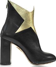  Galactica Black Nappa And Gold Textured Leather Ankle Boot