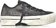 Chuck Taylor All Star High Distressed Flatform Ox Thunder & Black Sequins Sneakers 