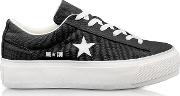  One Star Ox Black Canvas Flatform Sneakers