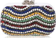  Susan C Star White Nappa Leather And Multicolor Stones Pochette Wchain Strap