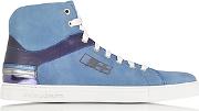 D'acquasparta - D Plus B Cobalt Blue High Top Suede Sneaker 