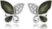 Diamond Gemstone Butterfly 18k Gold Earrings 