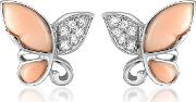 Del Gatto Earrings, Diamond Gemstone Butterfly 18k Gold Earrings 