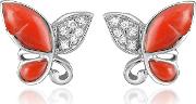 Del Gatto Earrings, Diamond Gemstone Butterfly 18k Gold Earrings 