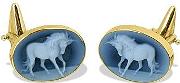  Horse Cameo Agate And 18k Gold Cufflinks