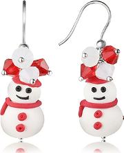  Snowman Pendant Earrings With Crystals