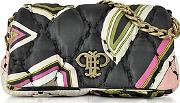  Nude And Multicolor Quilted Fabric Shoulder Bag