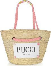 Pink & Natural Straw Tote Bag
