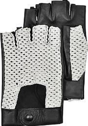  Black Leather And Cotton Men's Driving Gloves
