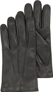 black leather handmade men's gloves wwool lining