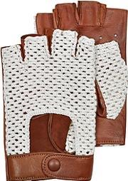  Brown Leather And Cotton Men's Driving Gloves