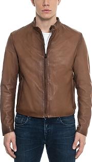  Brown Leather Men's Biker Jacket