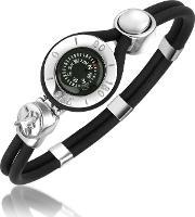 Compass Stainless Steel And Rubber Bracelet