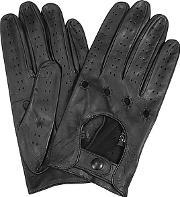  Men's Black Italian Leather Driving Gloves