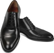  Black Calf Leather Cap Toe Oxford Shoes