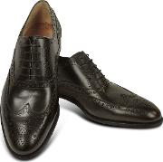  Dark Brown Calf Leather Wingtip Oxford Shoes