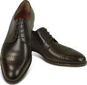 Dark Brown Calf Leather Cap Toe Oxford Shoes 