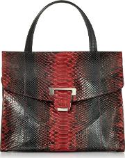  Python Leather Top Handle Satchel Bag