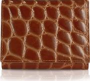  Spiga Women's Brown Croc Stamped Calfskin Small Wallet