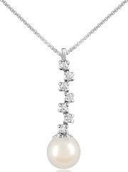  Diamond And Pearl Pendant 18k Gold Necklace